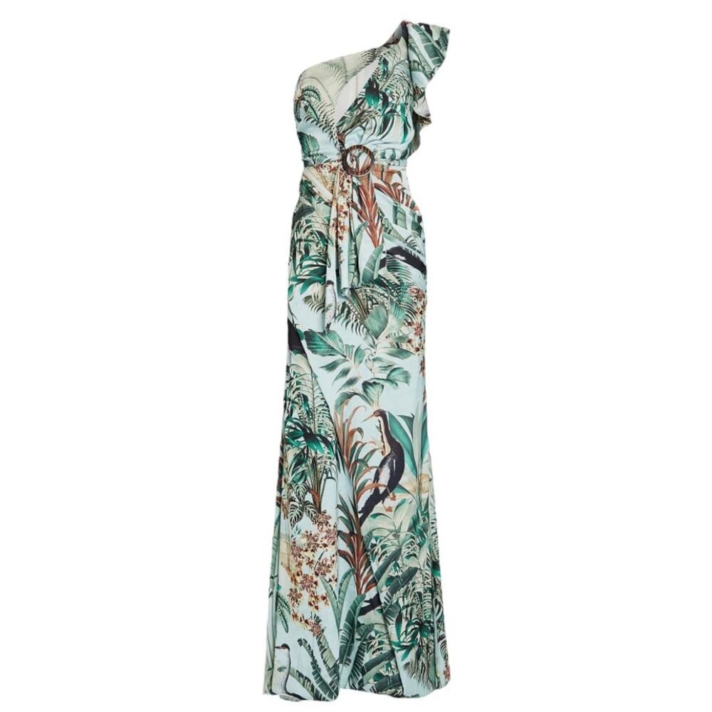 PatBo EDEN PRINT ONE SHOULDER MAXI DRESS SZ 2